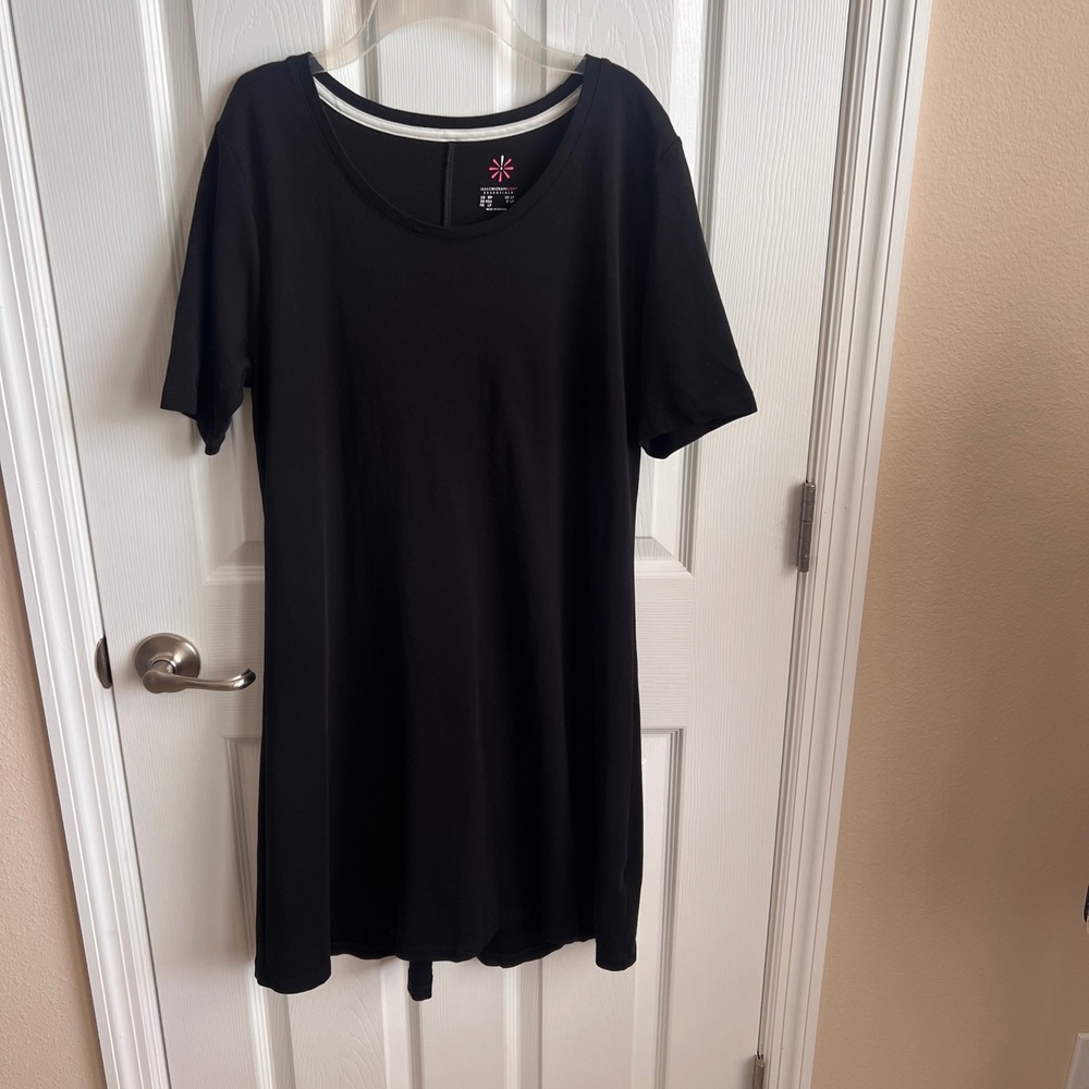 Isaac Mizrahi Live! Black Short‎ Sleeve Knit Dress Pima Cotton Womens Size MP